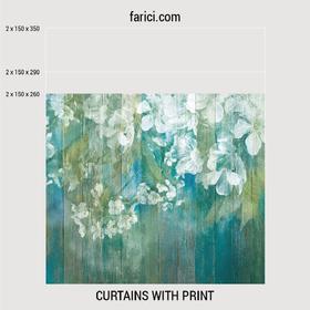 Curtains «Apple blossom wooden background»