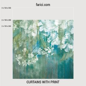 Curtains «Apple blossom wooden background»