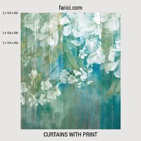 Curtains «Apple blossom wooden background»