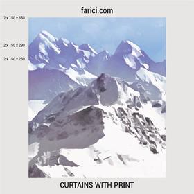 Curtains «Blue Watercolor Mountains»