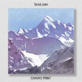 Canvas print Blue Watercolor Mountains