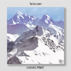 Canvas print Blue Watercolor Mountains