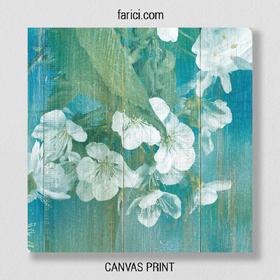 Canvas print Apple Blossom Wooden Background