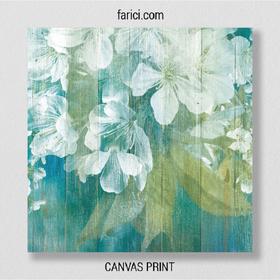 Canvas print Apple Blossom Wooden Background