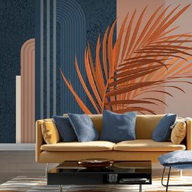 WallMural «Orange Palm Leaves»