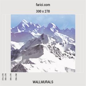 Wallmural «Blue Watercolor Mountains»