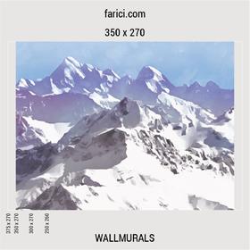 Wallmural «Blue Watercolor Mountains»