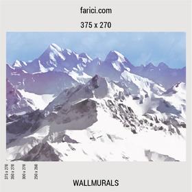 Wallmural «Blue Watercolor Mountains»