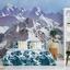 WallMural Blue Watercolor Mountains photo