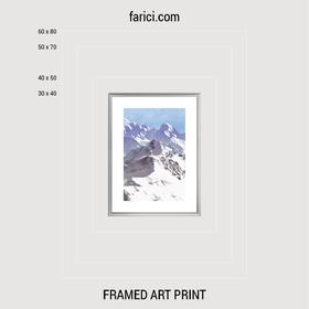 Framed art print «Blue Watercolor Mountains»