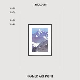 Framed art print «Blue Watercolor Mountains»