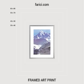 Framed art print «Blue Watercolor Mountains»