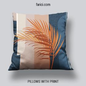 Pillow Orange Palm Leaves