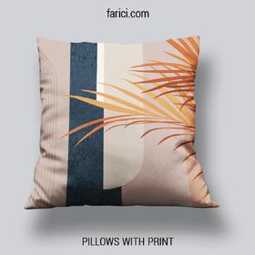 Pillow Orange Palm Leaves