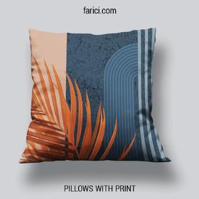 Pillow Orange Palm Leaves