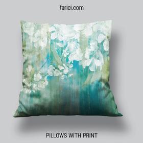 Pillow Apple Blossom Wooden Background