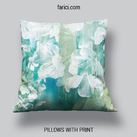 Pillow Apple Blossom Wooden Background