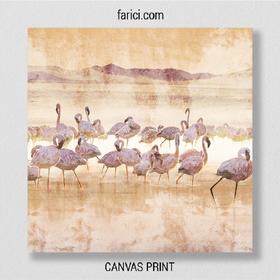 Canvas print Pink Flamingo Textured