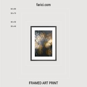 Framed art print Dark Abstract Background with Transparent Leaf