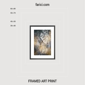 Framed art print Dark Abstract Background with Transparent Leaf