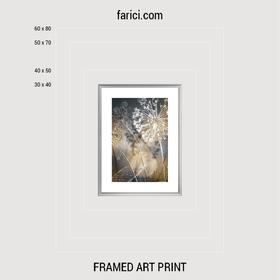Framed art print Dark Abstract Background with Transparent Leaf
