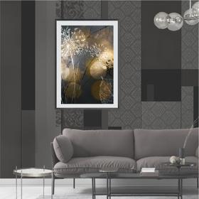 Framed art print Dark Abstract Background with Transparent Leaf