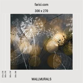 WallMural Dark Abstract Background with Transparent Leaf