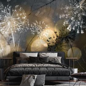 WallMural Dark Abstract Background with Transparent Leaf