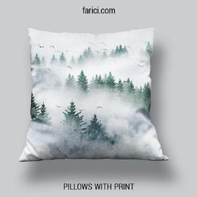 Pillow Foggy Forest