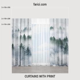 Curtains Foggy Forest
