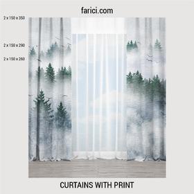 Curtains Foggy Forest