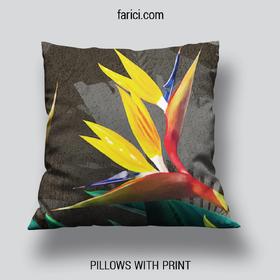 Pillow Tropical Flowers Strelitzia Dark