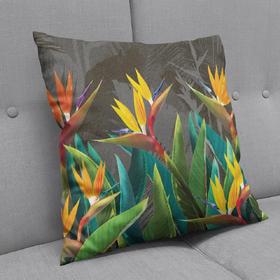 Pillow Tropical Flowers Strelitzia Dark