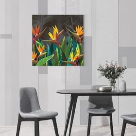 Canvas print Tropical Flowers Strelitzia Dark