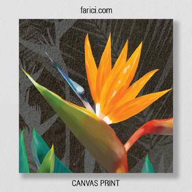 Canvas print Tropical Flowers Strelitzia Dark