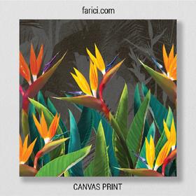 Canvas print Tropical Flowers Strelitzia Dark